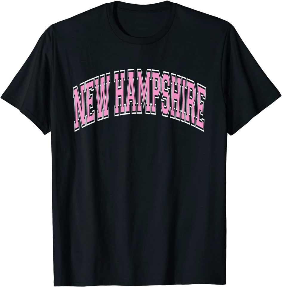 New Hampshire Varsity Style Pink Text T Shirt