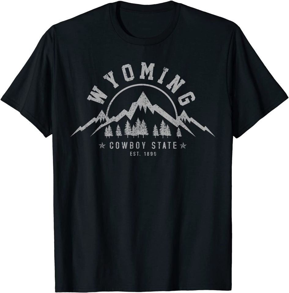 Wyoming The Cowboy State Est. 1890 Vintage Mountains T Shirt
