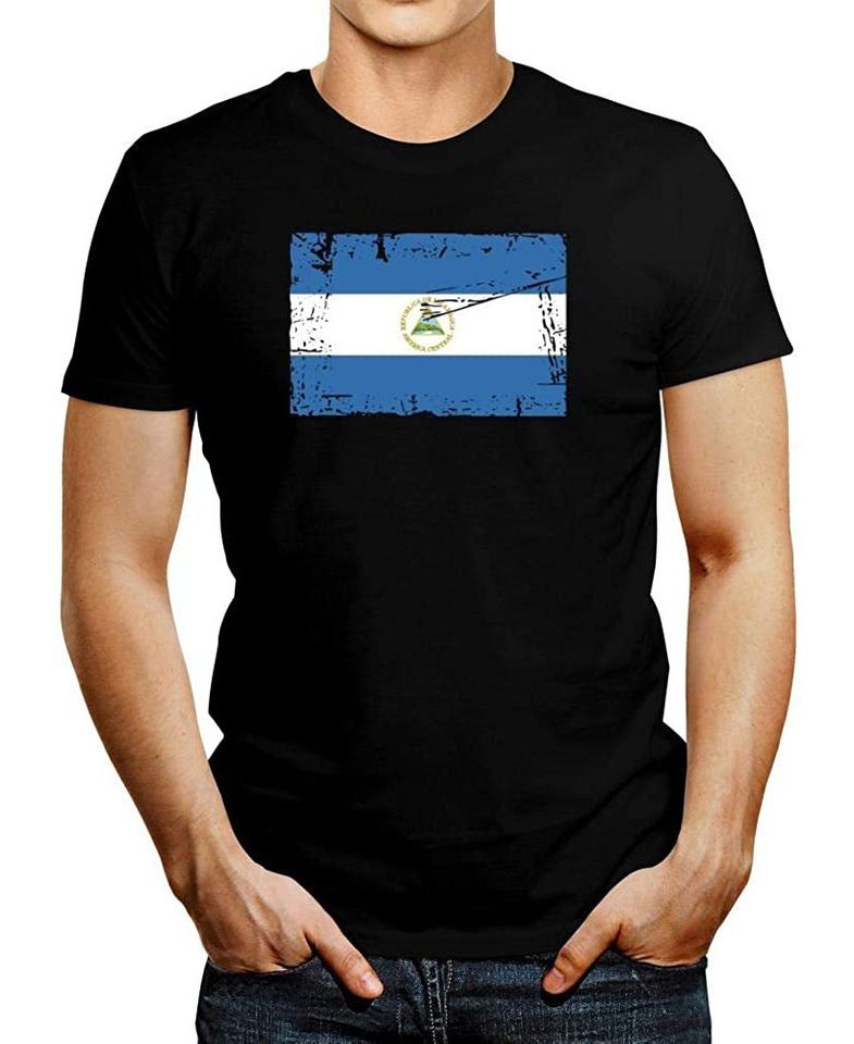 Idakoos Nicaragua Vintage Flag T-Shirt