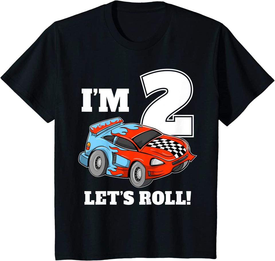 Kids Race Car 2nd Birthday Boy 2 Two Toddler Racing Car Driver T Shirt