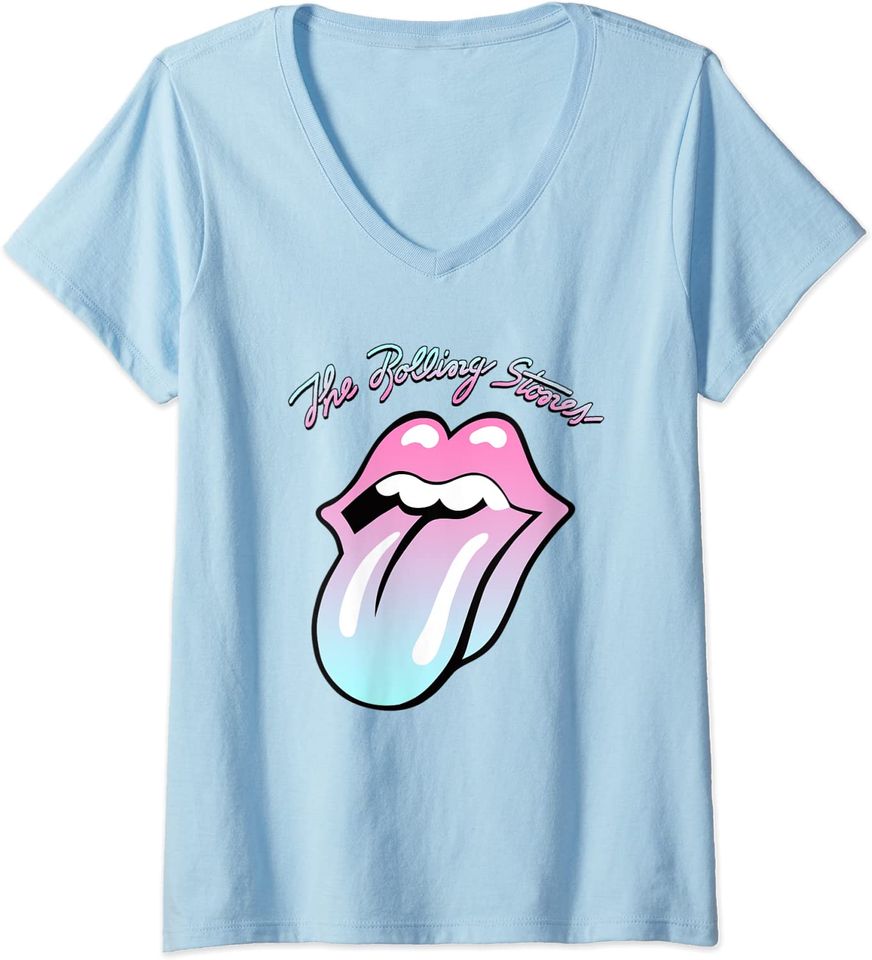 Rolling Stones Gradient Tongue V-Neck T-Shirt
