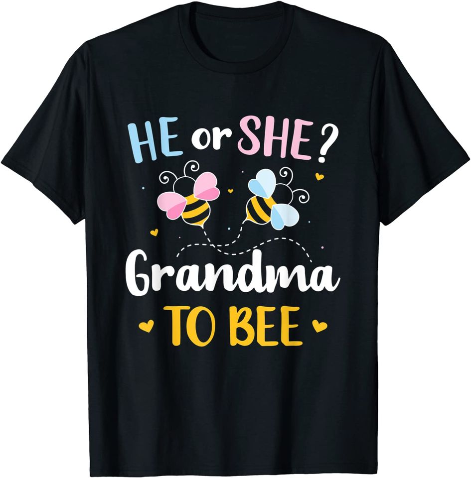 Gender reveal he or she grandma matching family baby party T-Shirt