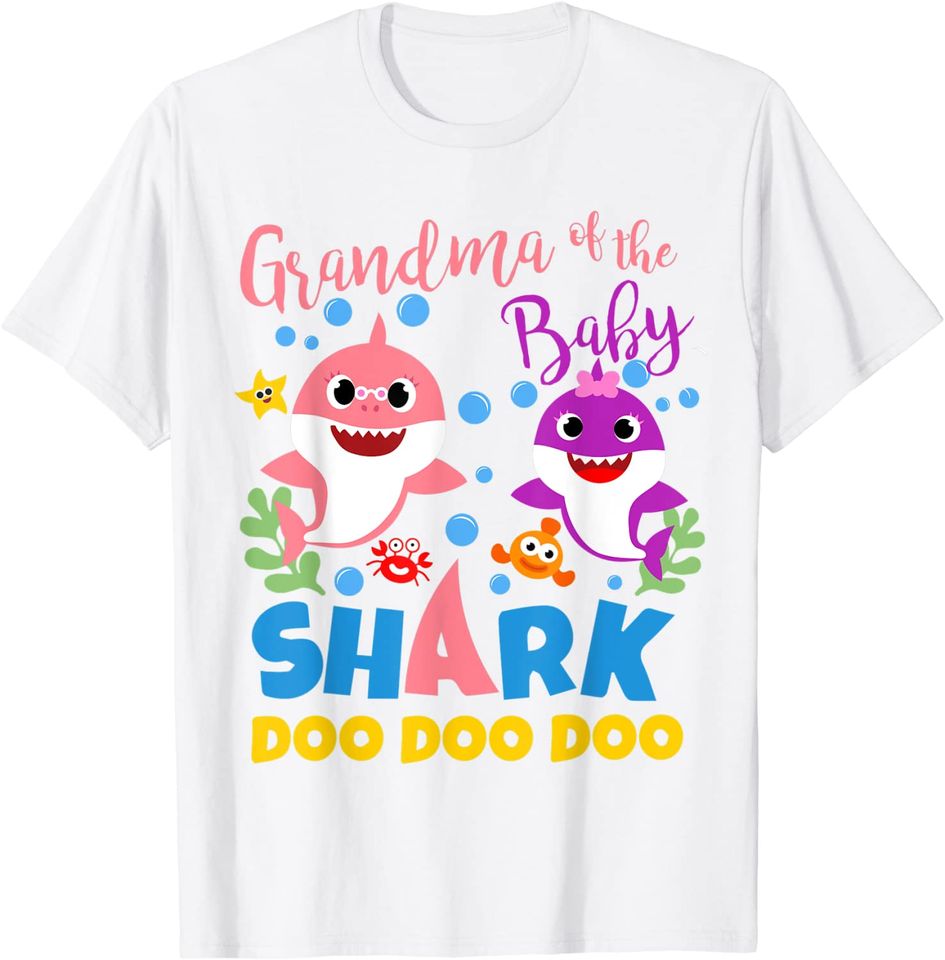 Grandma of the Baby Shark Girl Purple Pink Family Gift Doo T-Shirt