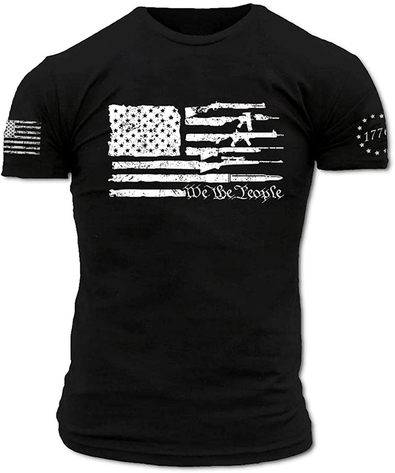 We are The People Patriotic Shirts for Men 1776 US Flag Tees Crew Neck T Shirt