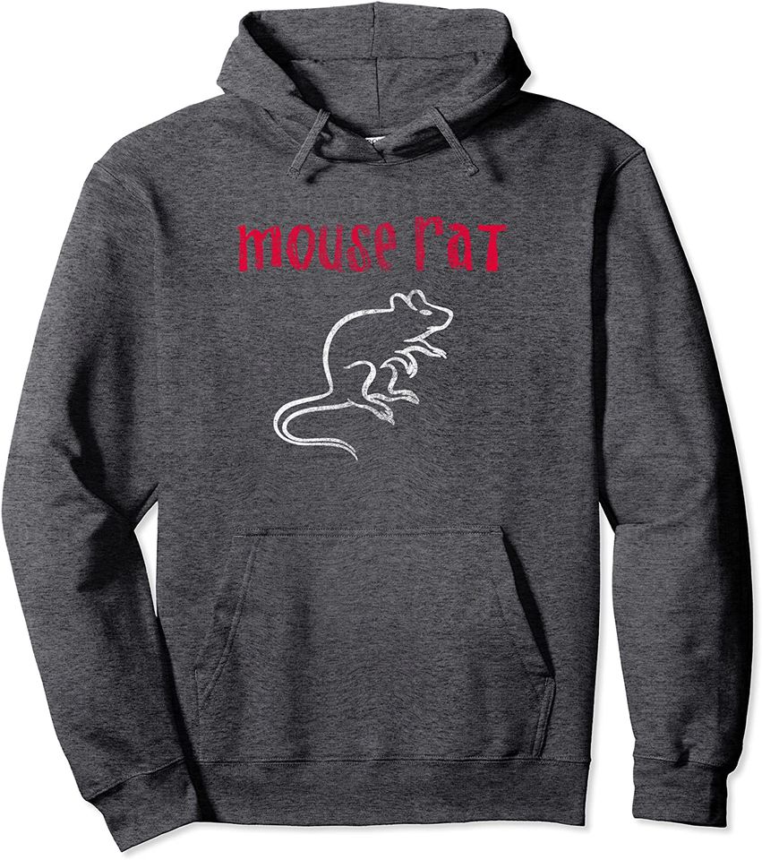 A Mouse Rat Logo Distressed Pullover Hoodie