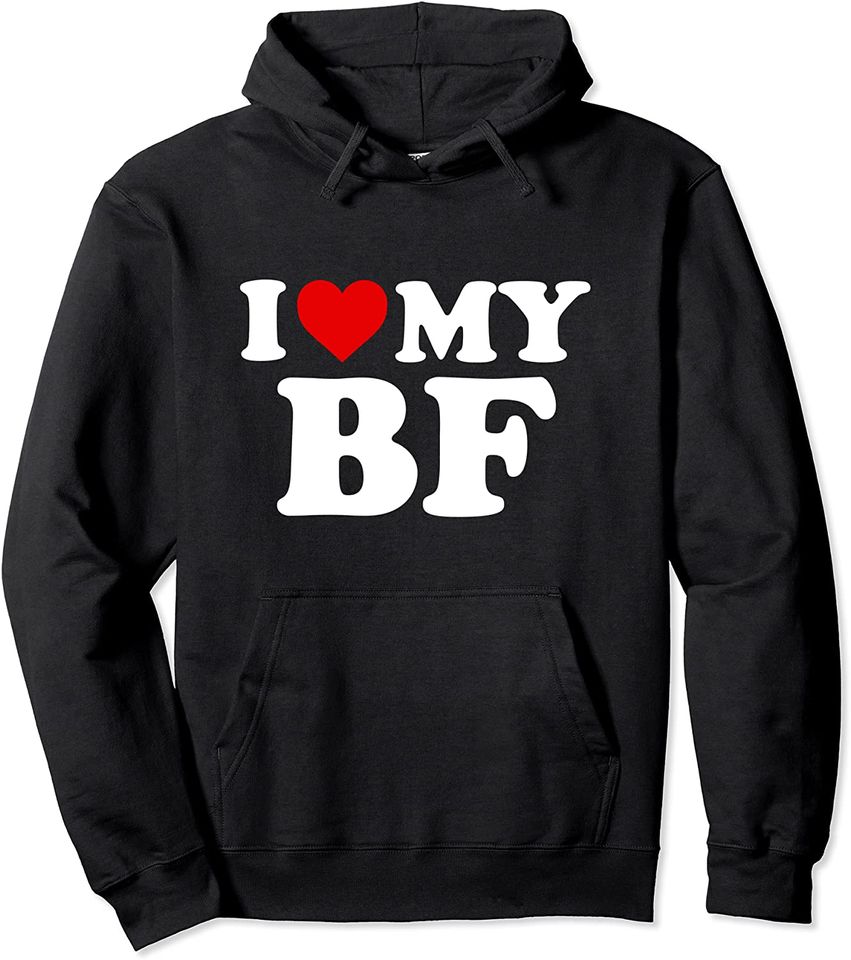 I Love My BF Boyfriend - Red Heart Pullover Hoodie