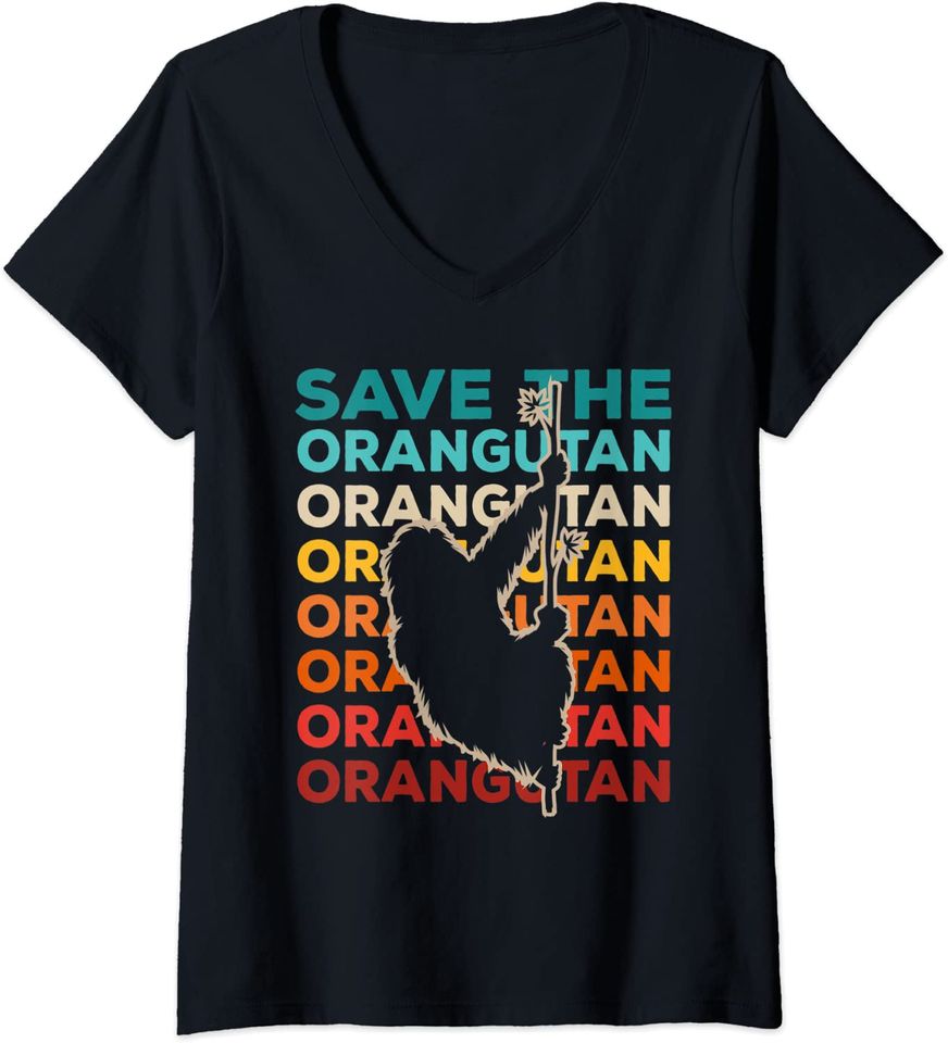 Womens Save The Orangutan Environmentalist Vintage Sunset Graphic T Shirt