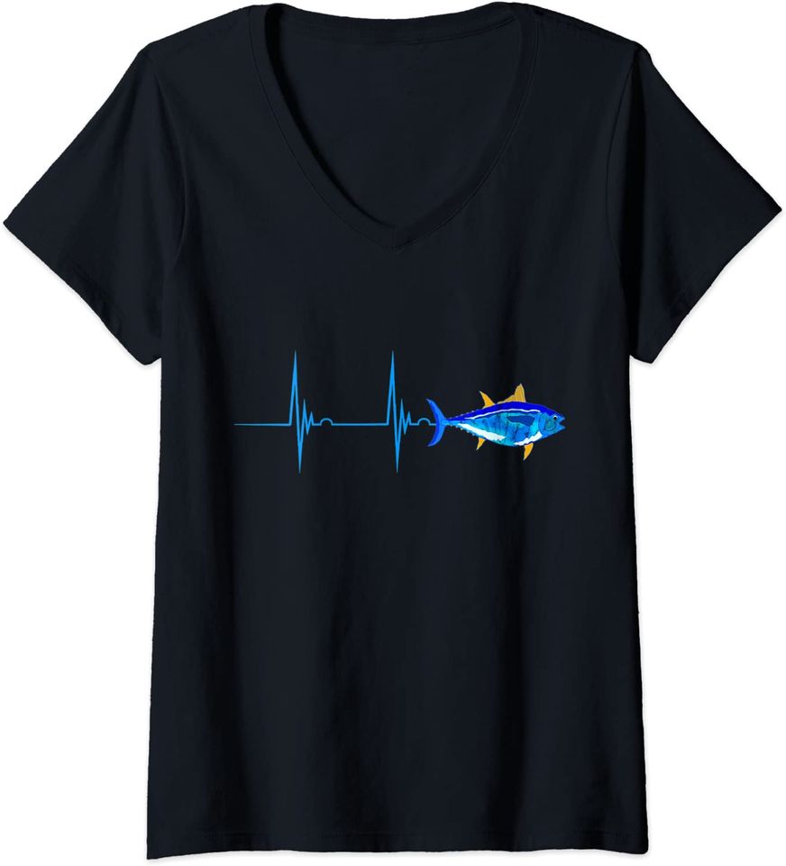 Bluefin Tuna Heartbeat EKG Pulseline FIsh Deep Sea Fishing T Shirt