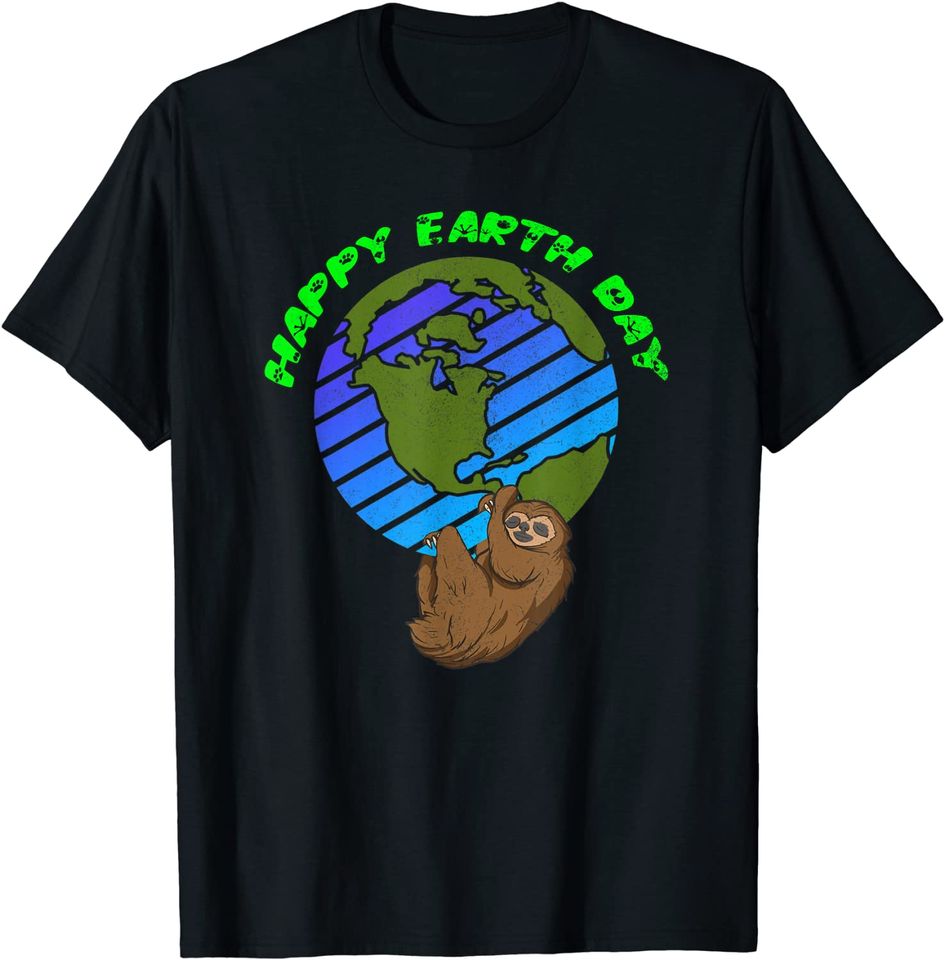 Earth Day Sloth Retro Vintage Distressed Save The Planet T-Shirt