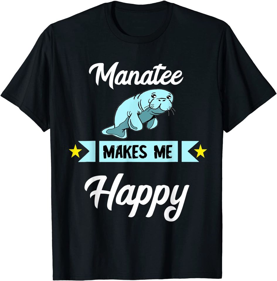 Manatee Makes Me Happy Chubby Mermaid Sea Cow Dugong Animals T Shirt