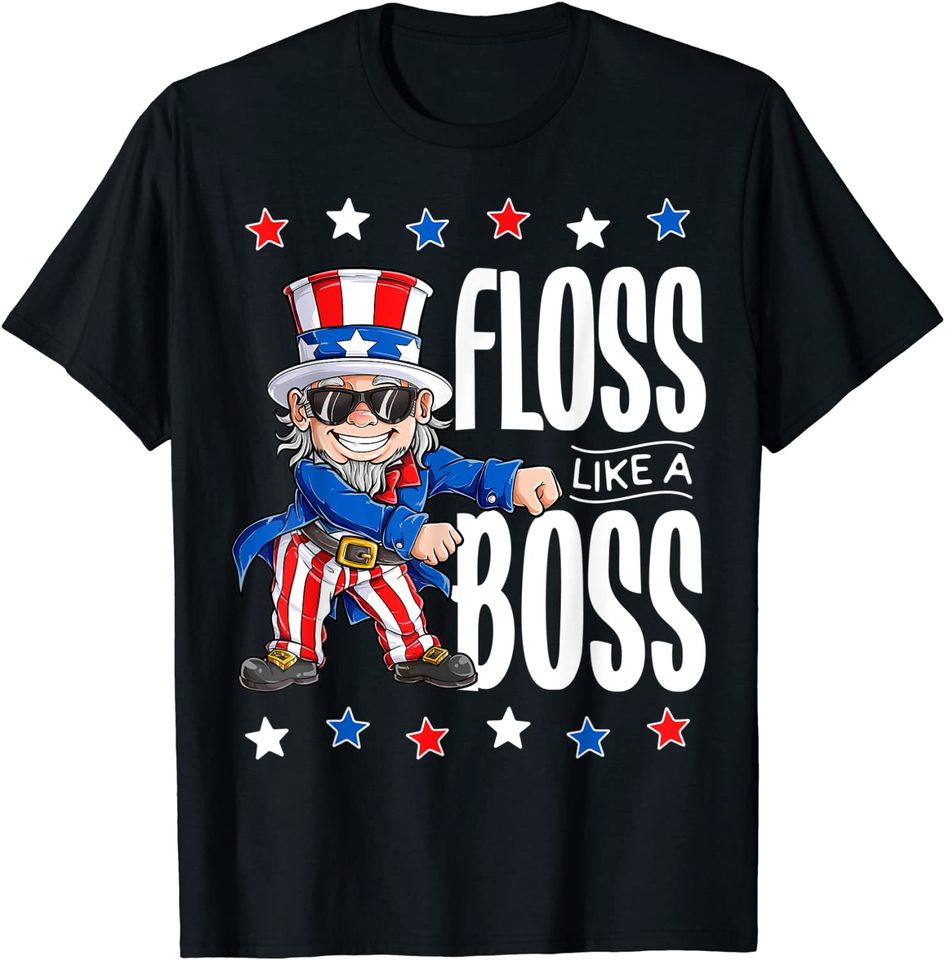 Floss Like a Boss Shirt Kids Boys Girl Uncle Sam T-Shirt