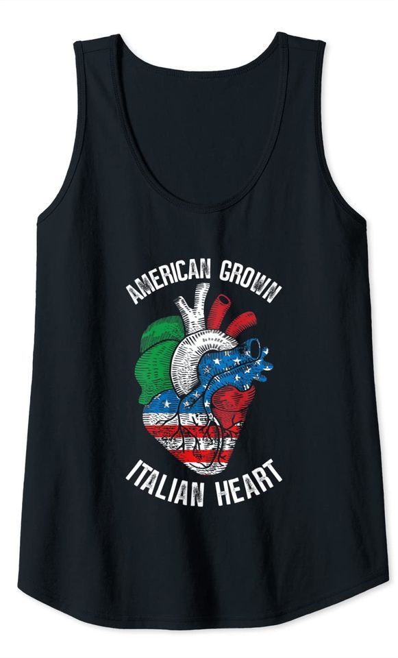 American Grown Italian Heart American Italian Columbus Day Tank Top