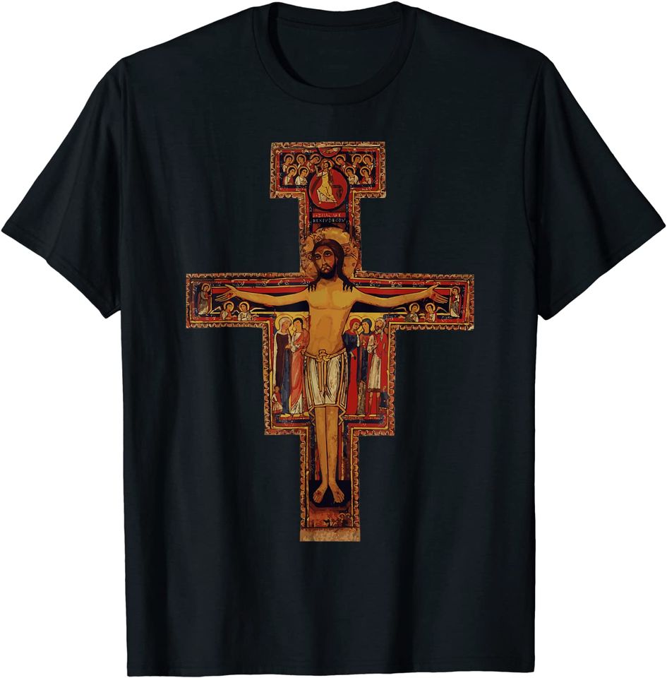St Francis of Assisi San Damiano Cross Catholic Eastern Gift T-Shirt