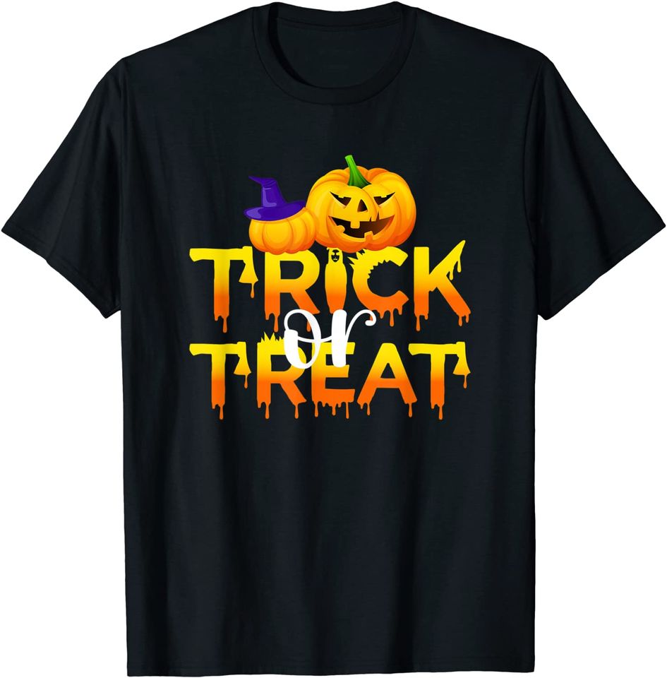 Halloween Trick or Treat with Fun Witch Pumpkin T-Shirt