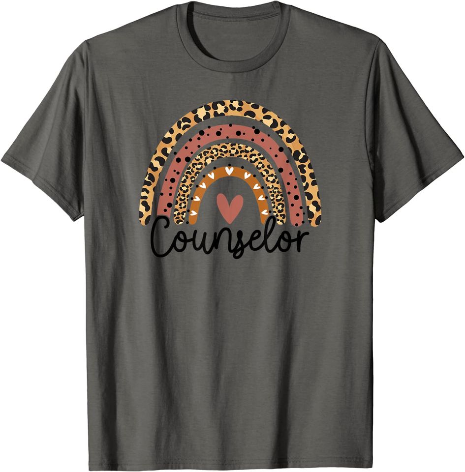 Rainbow Leopard School Counselor Gift T-Shirt