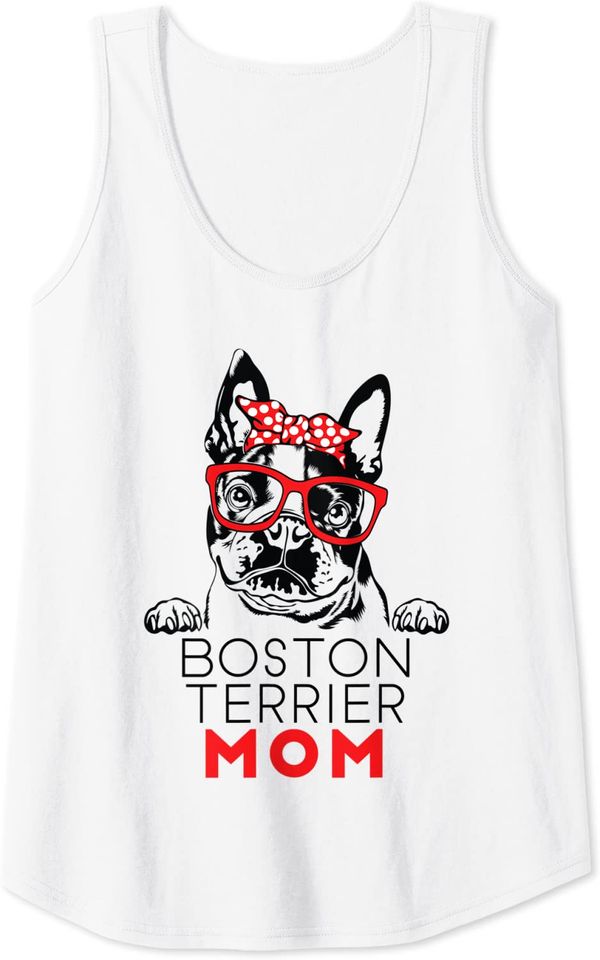 Boston Terrier Mom Dog Lover Bandana Mothers Day Women Tank Top