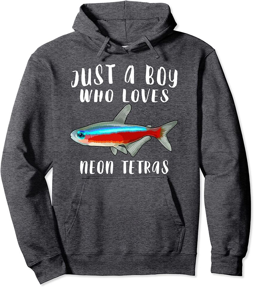 Just A Boy Who Loves Neon Tetra Pullover Hoodie
