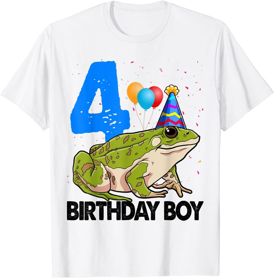 Birthday Boy 4 FrogToodlers Frog Lover T-Shirt