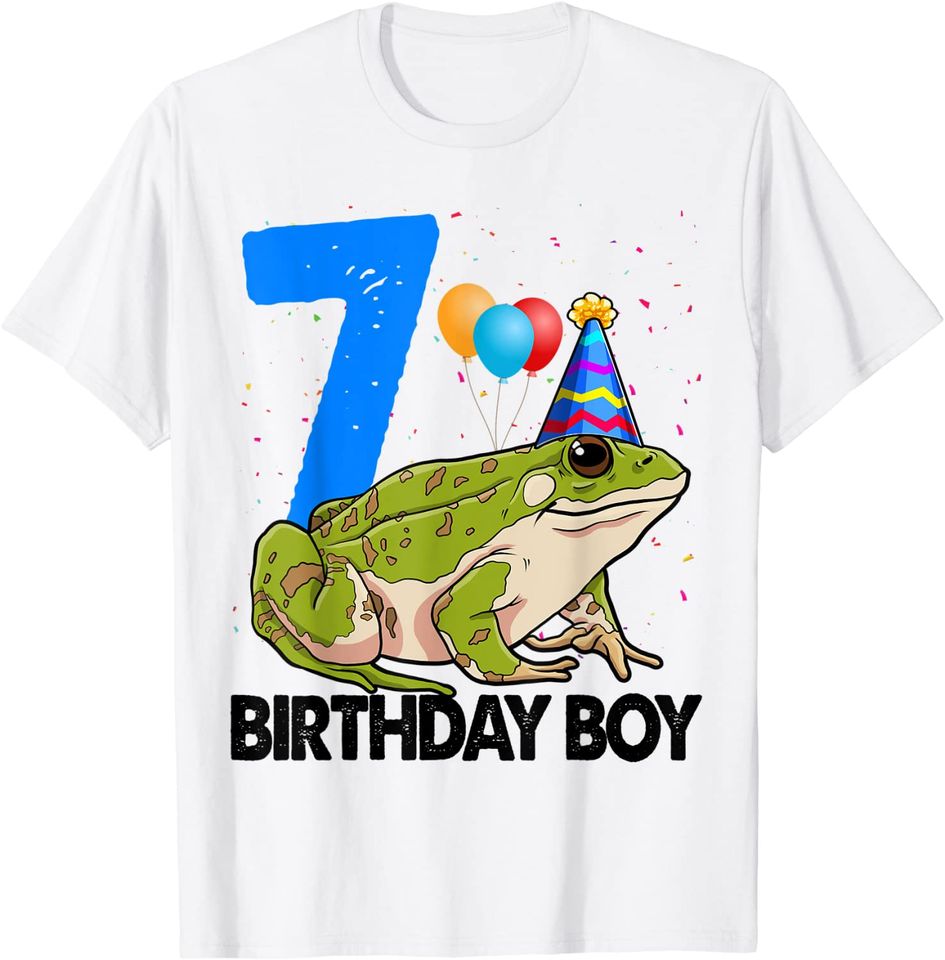 Birthday Boy 7 Frog Toodlers Frog Love T-Shirt