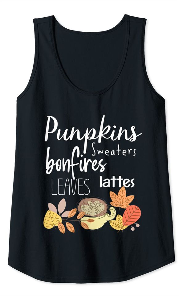 Autumn Pumpkins Sweaters Bonfires Leaves Lattes Pretty Boho Tank Top