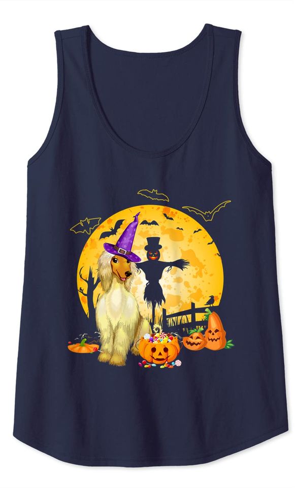 Spooky Llama Witch & Pumpkin Scarecrow Tank Top