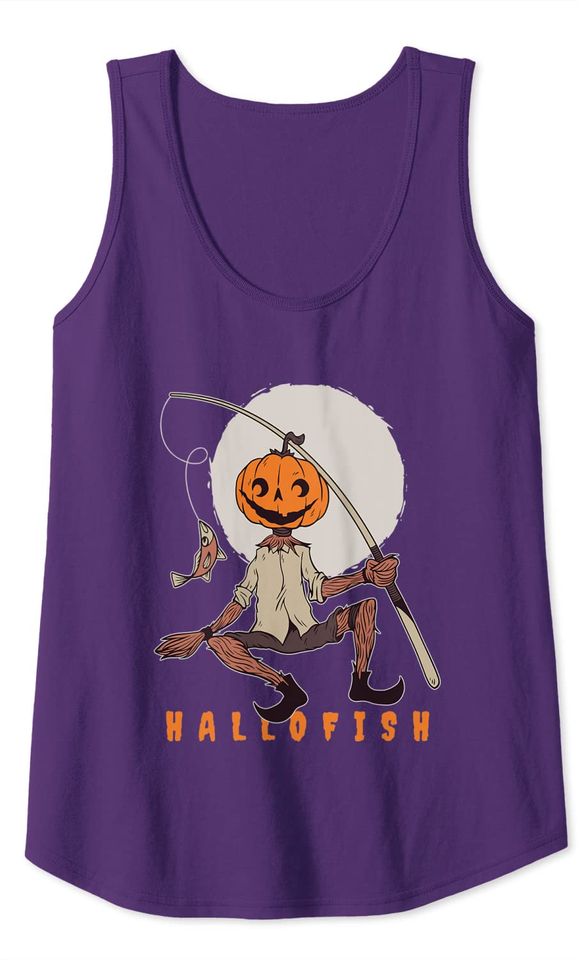 Hallofish Funny Halloween scarecrow Pumpkin Tank Top