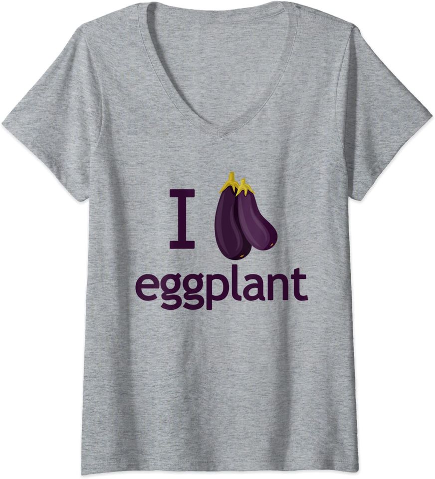 I Love Eggplant Veggie Fruit Lover Gift Idea V-Neck T-Shirt