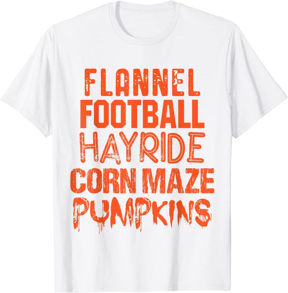 Football Hayride Corn Maze Pumpkins Fall Season T-Shirt