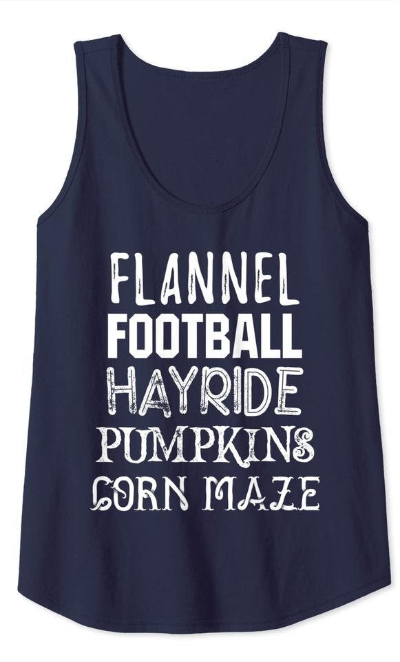 Corn Maze Pumpkins Hayride Football Fall Thanksgiving Season Tank Top