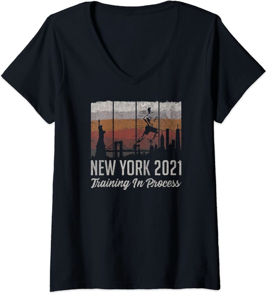 New York 2021 Training In Progress Great Marathon Souvenir V-Neck T-Shirt