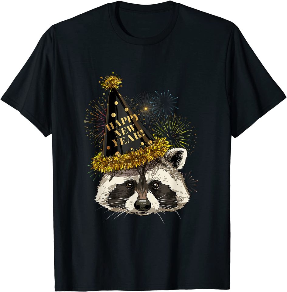 Raccoon Happy New Year 2021 New Years Eve Party T-Shirt