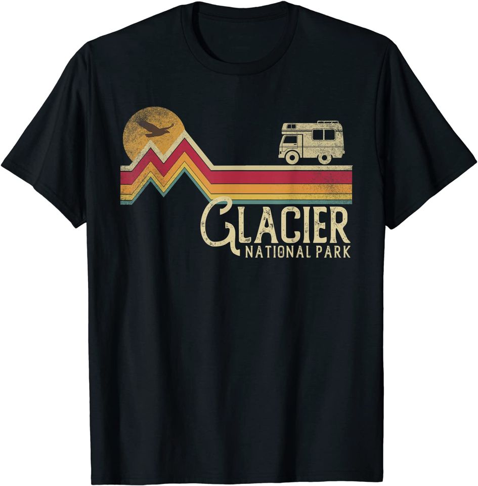 Glacier National Park Retro Style Mountain Vintage - Montana T-Shirt