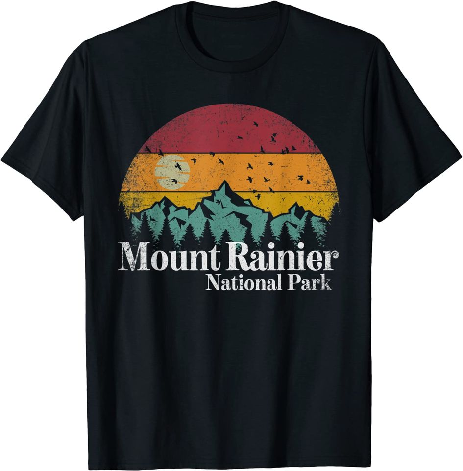 Mount Rainier National Park Retro Style Hiking Vintage T-Shirt