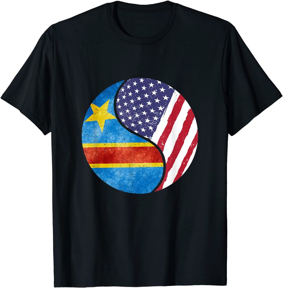 United States Yin And Yang US Flag Republic Of Congo T Shirt