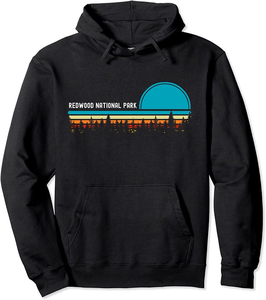 National Park Vintage Retro Sunset Forest Outdoors W Pullover Hoodie