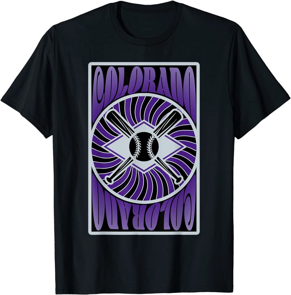Colorado Baseball Hippie Graphic Design T-Shirt