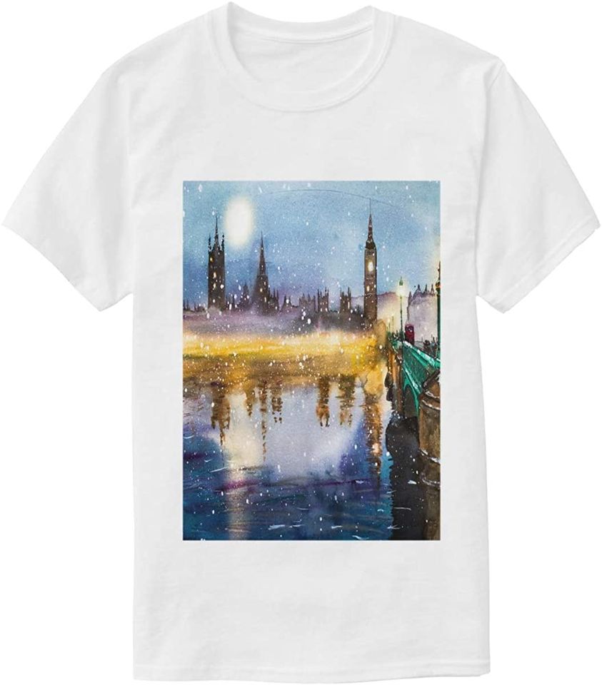 Westminster Abbey Bridge At Dusk Landscape White T Shirt