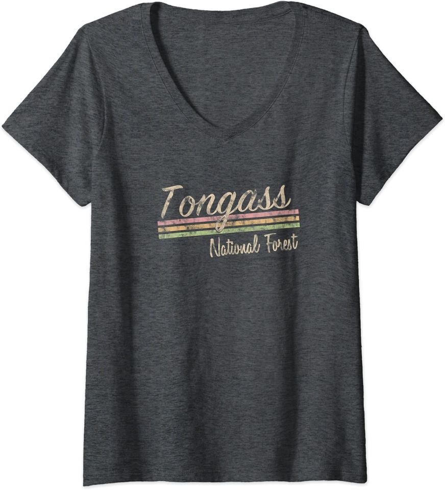 Tongass National Forest Retro Vintage V-Neck T-Shirt
