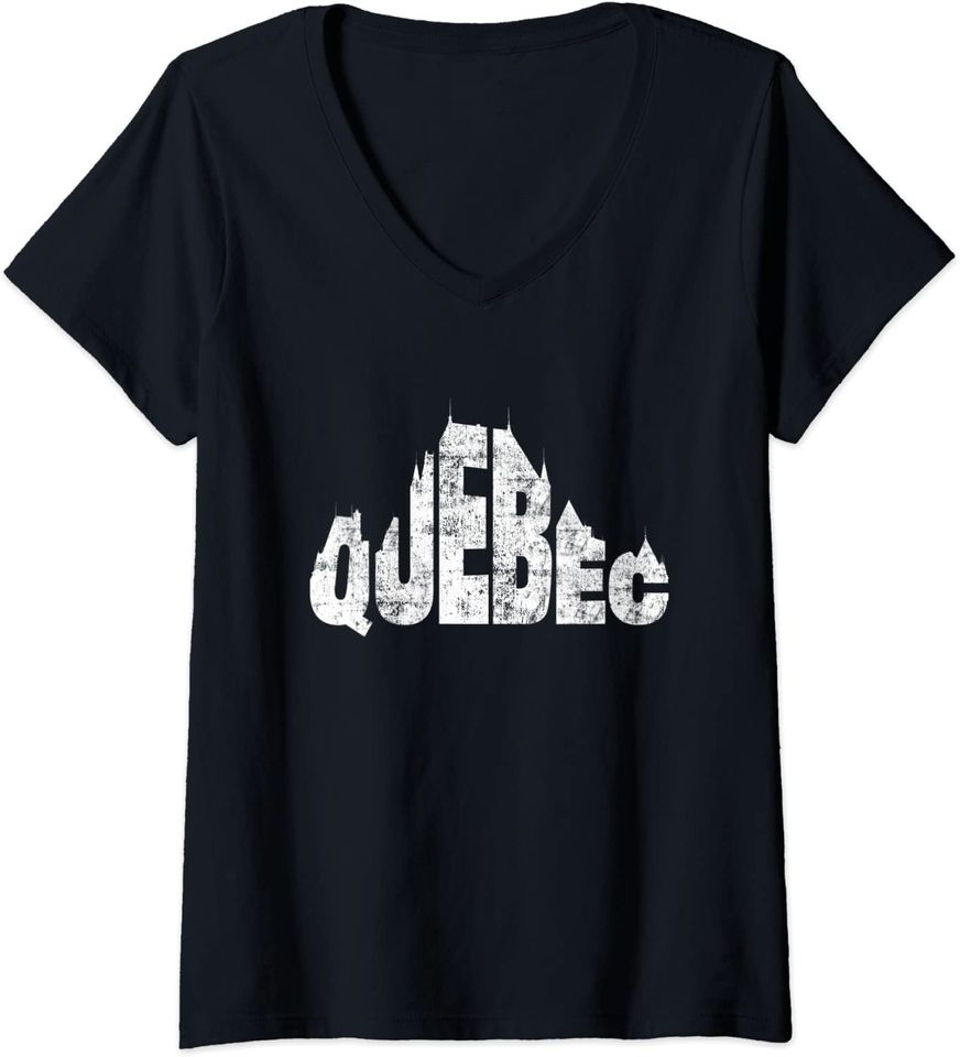 Quebec Chateau Frontenac Typography Canada Traveler T Shirt