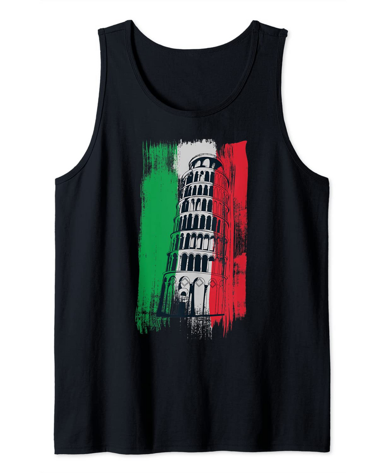 Leaning Tower of Pisa with Italic Flag Tank Top