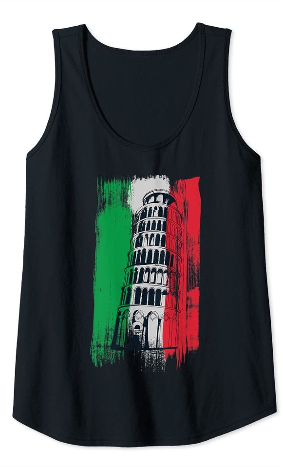 Leaning Tower of Pisa with Italic Flag Tank Top