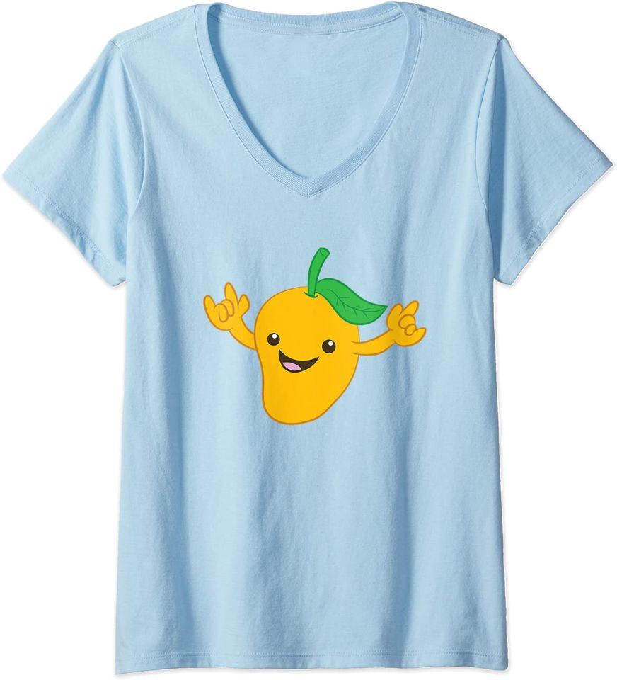 Mango Fruit Dancing Love Mangos V Neck T Shirt