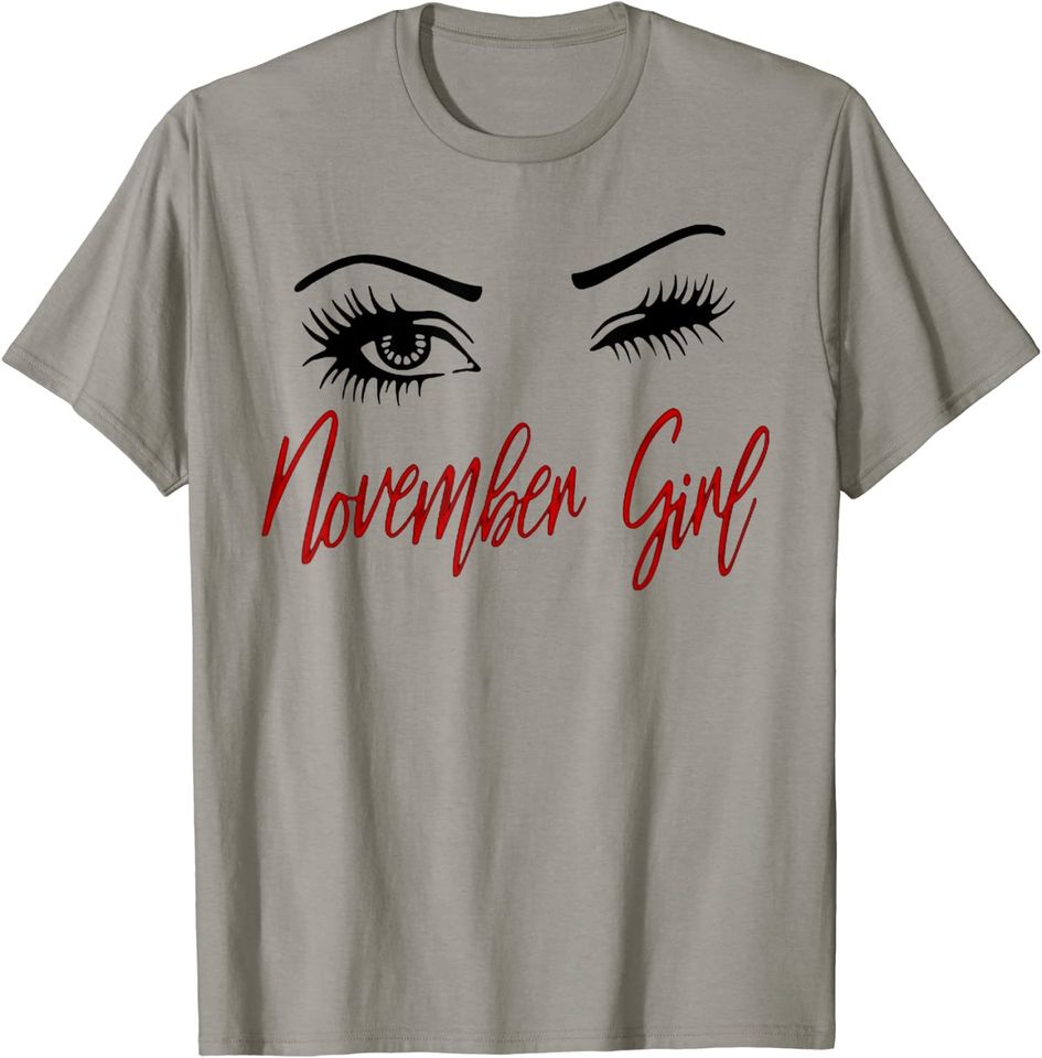 November Girl Wink Eye Woman Face Wink Eyes Lady Face T-Shirt