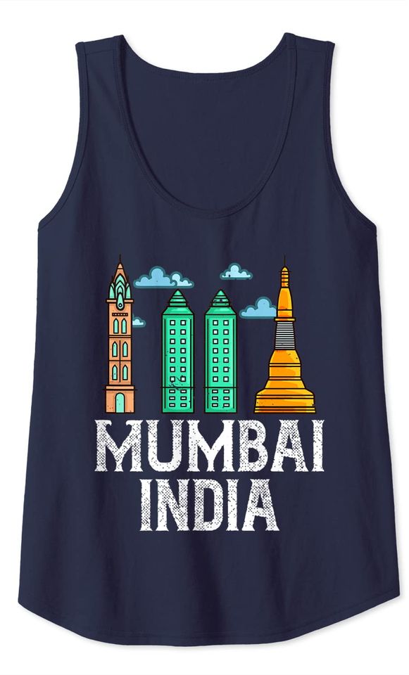 Mumbai India City Skyline Map Travel Tank Top