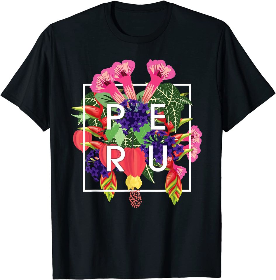 Lima Flowers of Peru Word Art T Shirt