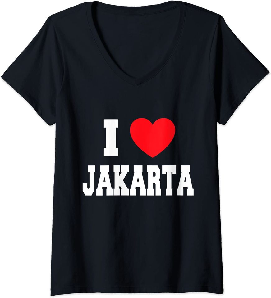 I Love Jakarta V Neck T Shirt
