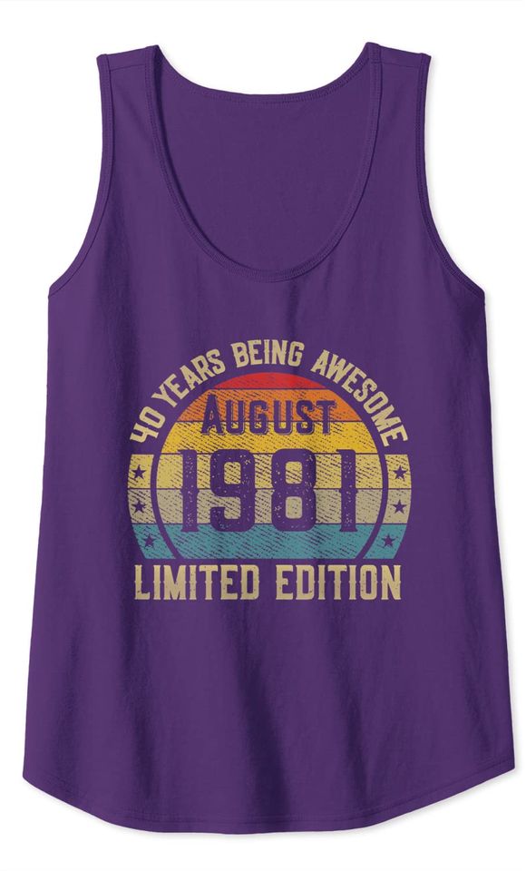 40 Year Old Retro August 1981 Limited Edition Tank Top