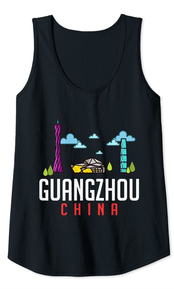 Guangzhou China City Skyline Map Travel Tank Top