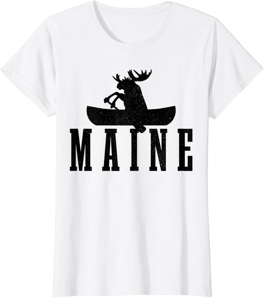 Maine Moose Canoe Kayak Canoeing Hoodie