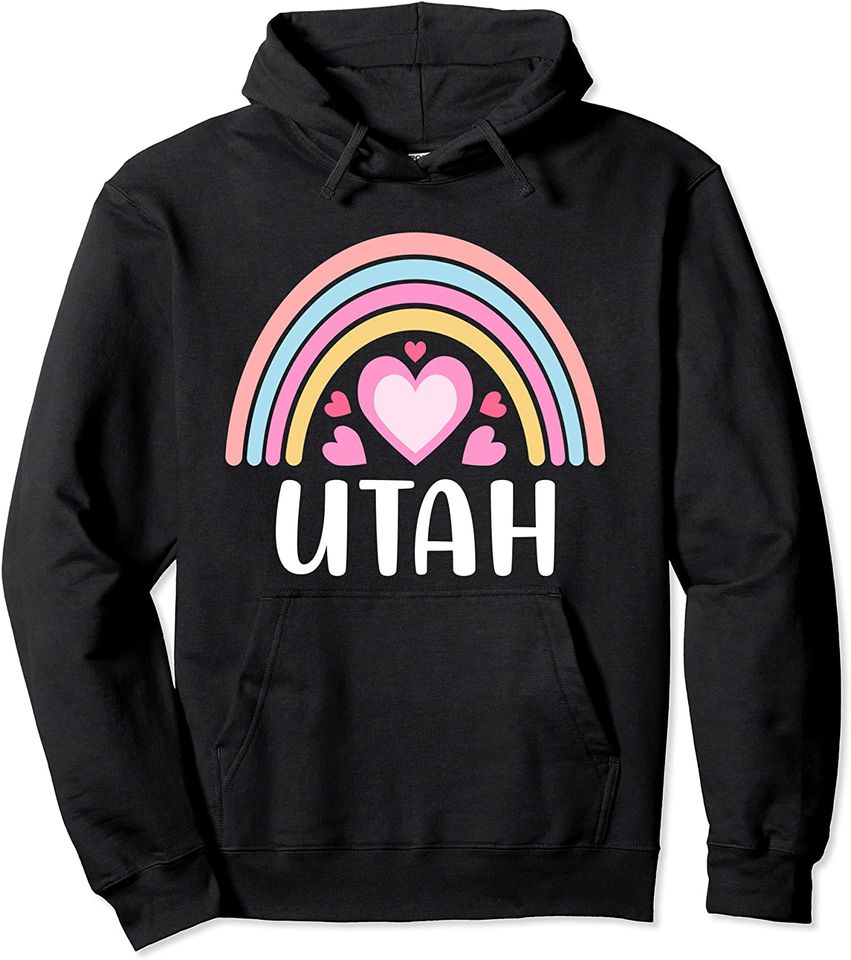 Utah Rainbow Hearts Pullover Hoodie